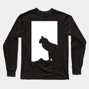 Minimalist Cat Housecat - Cat Lover - Cat Design Art - Cat Lady Cat Dad Cat Gift Long Sleeve T-Shirt